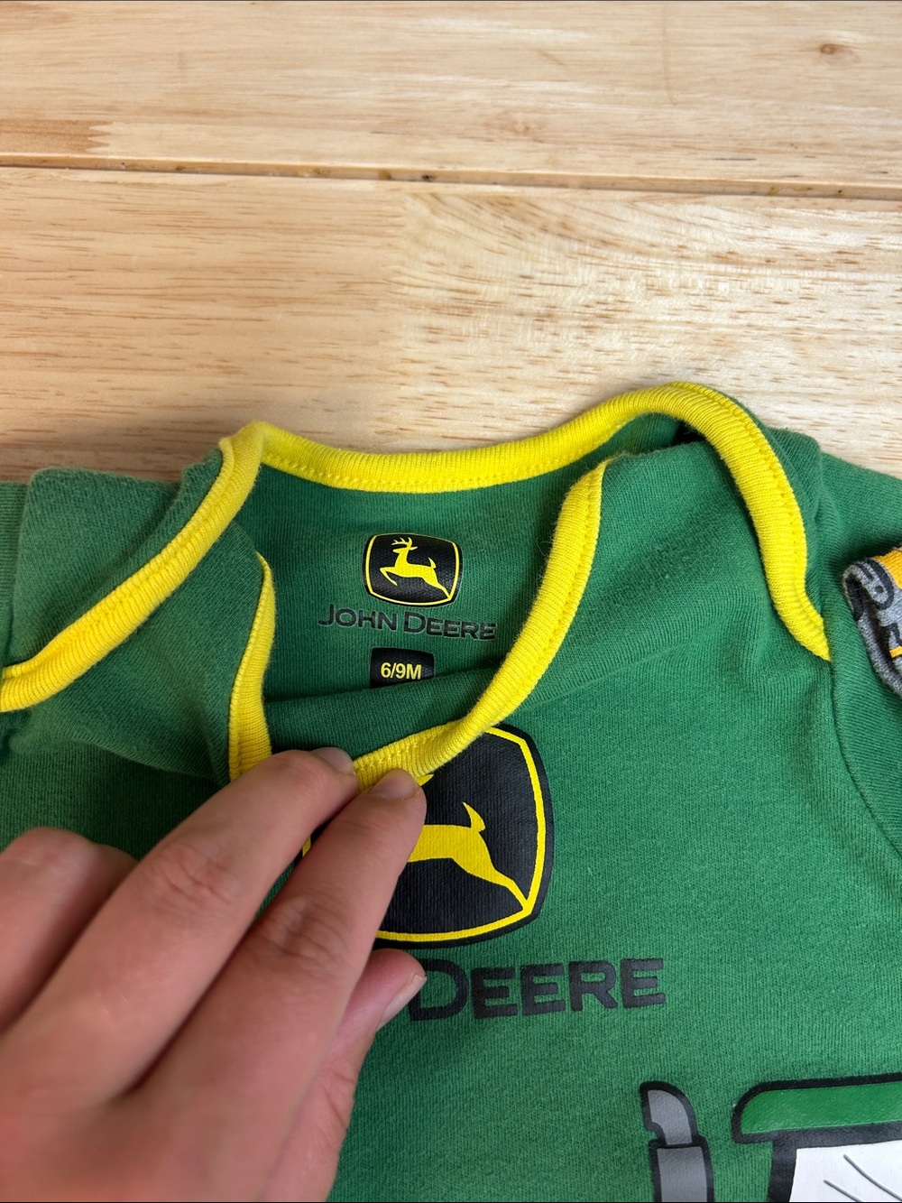 John Deere Green Tractor & Construction Print Baby Set with Denim Shortall - Picture 5 of 10